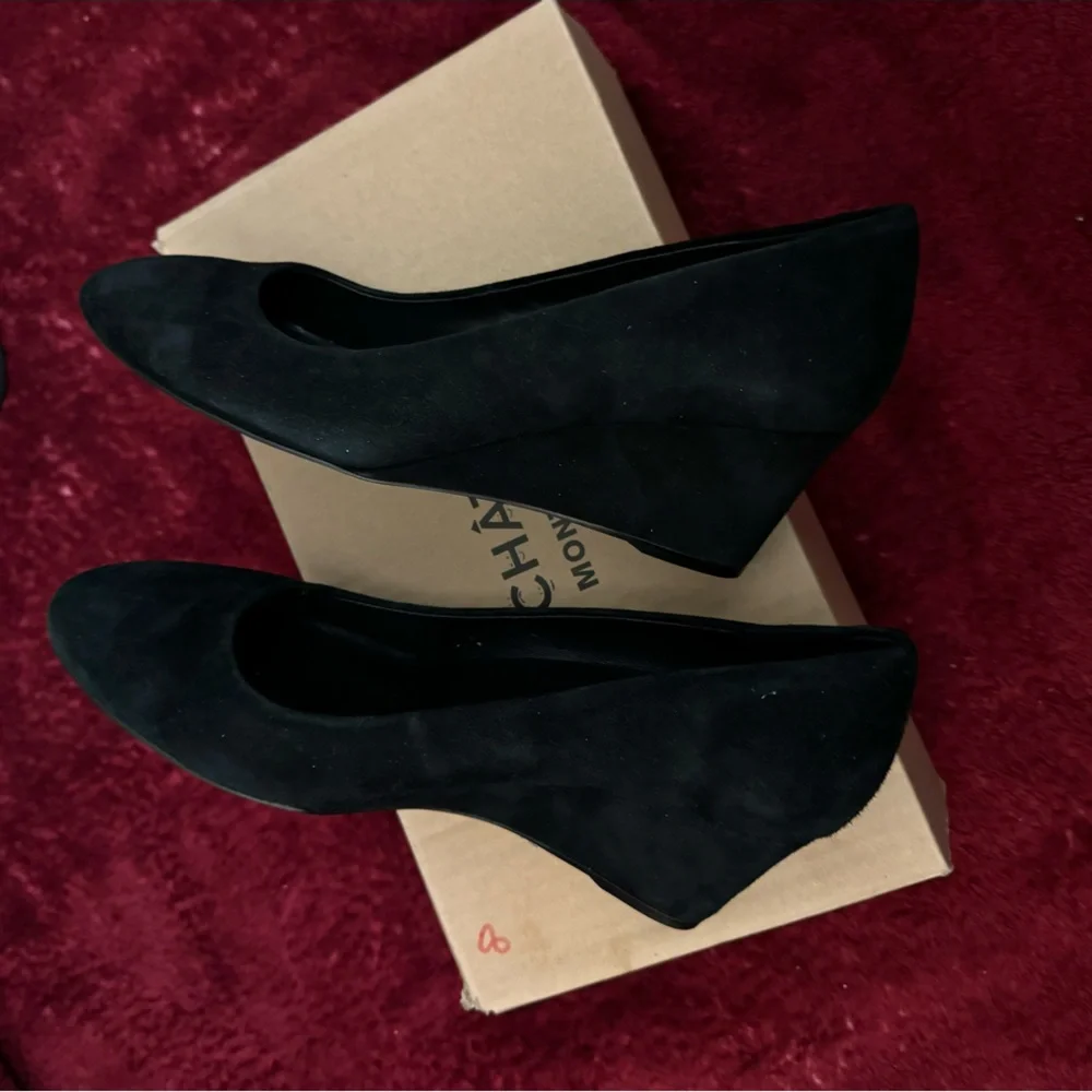 Genuine leather brand new black suede leatherwedge shoes - Picture 2 of 15